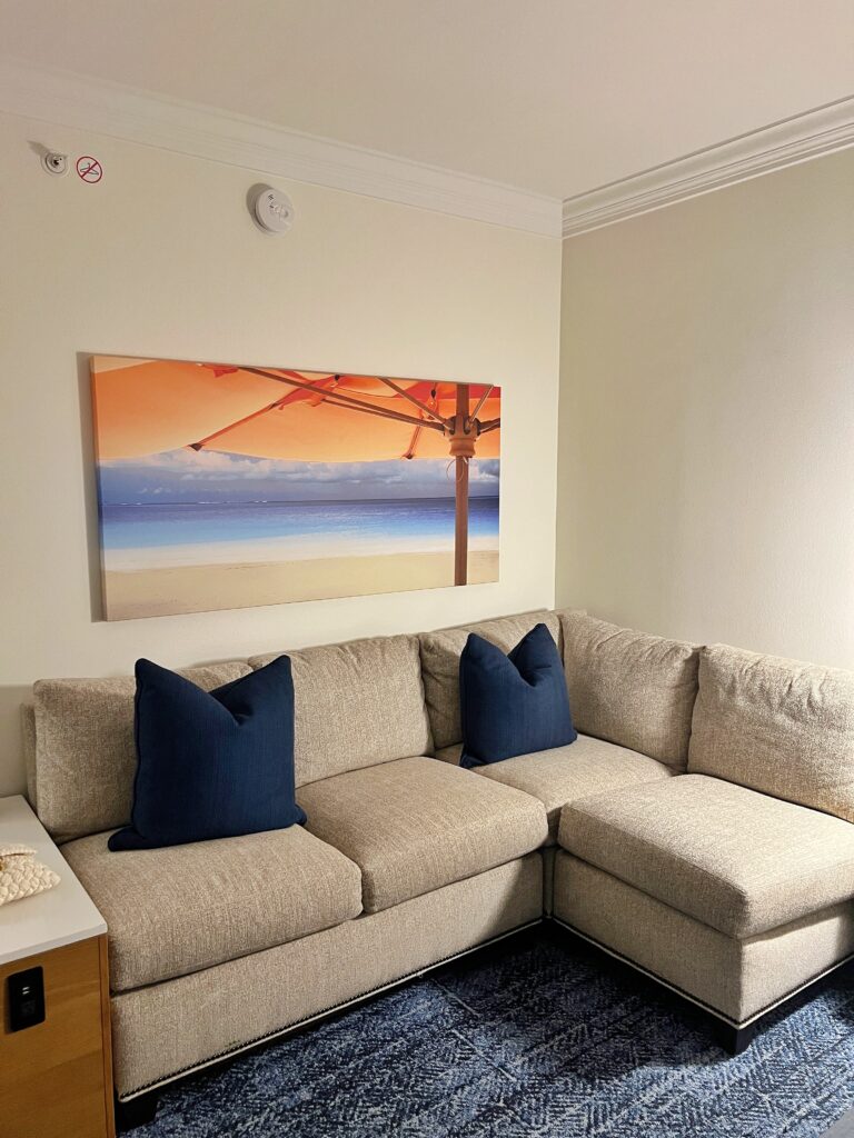 Jupiter beach resort king room couch